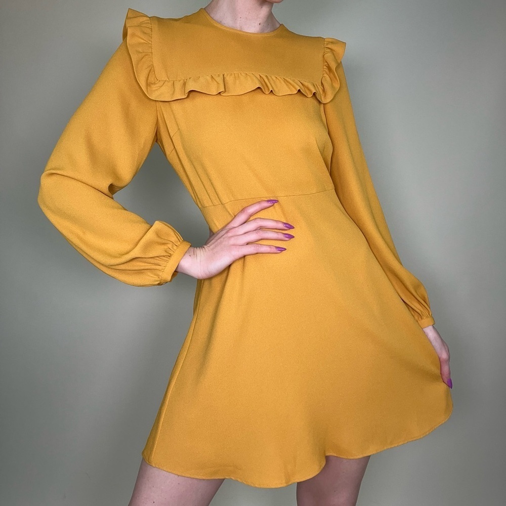 Mustard Yellow Zara 1960s Inspired Micro Mini Dress